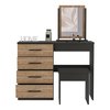 Tuhome Kaia Makeup Dressing Table, Four Drawers, One Mirror, Stool, Black/Pine TWM7908